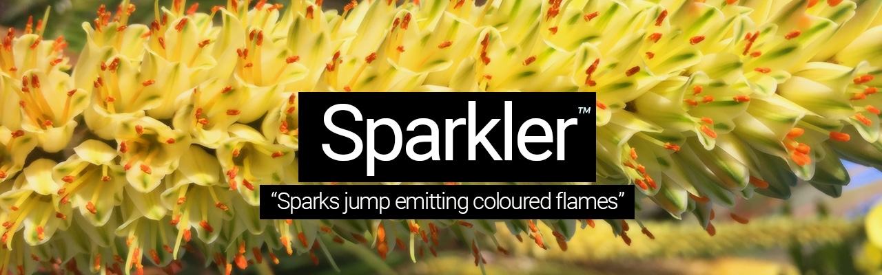 Sparkler - Sparks jump emitting coloured flames